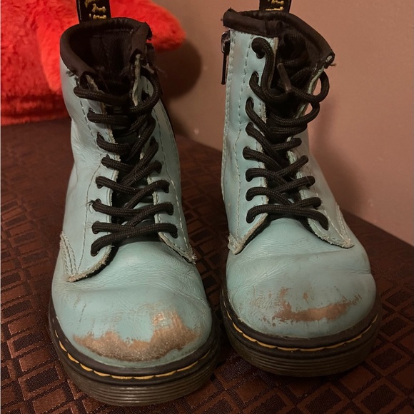 Dr. Martens Toddler Size 9c Light Teal Aqua Lace-Up Zip Combat Boots - Picture 2 of 5